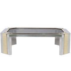 European Modern Geometric Bronze Glass, Stainless Steel, Brass Minx Coffee Table