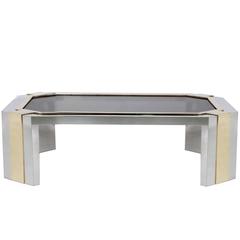 European Modern Geometric Bronze Glass, Stainless Steel, Brass Minx Coffee Table 1