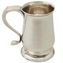 1780s Newcastle Sterling Silver Pint Mug by John Langlands I & John Robertson I