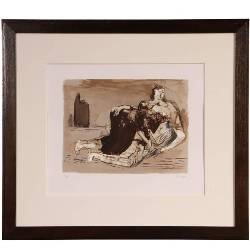 Henry Moore 'British' Signed Lithograph of a Reclining Figure