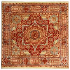 Hand-Knotted Oriental Rugs, Orange Rug Mamluk Style Carpet 