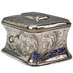Antique Austrian Silver Sugar Box like Chest with Key, circa 1900