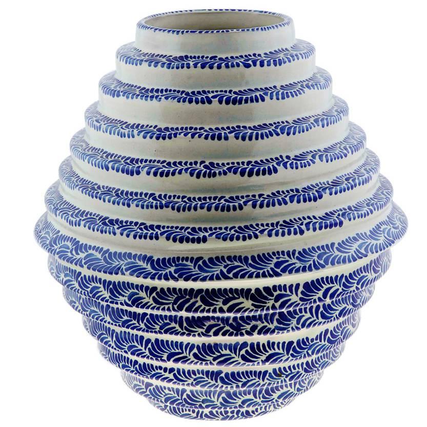 Blue Honeycomb, Decoration Object Talavera Ceramic For Sale