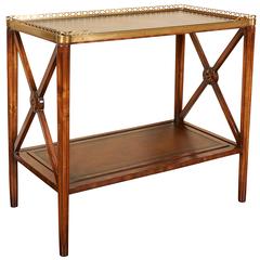 Regency Style Walnut and Leather Etagere Side Table