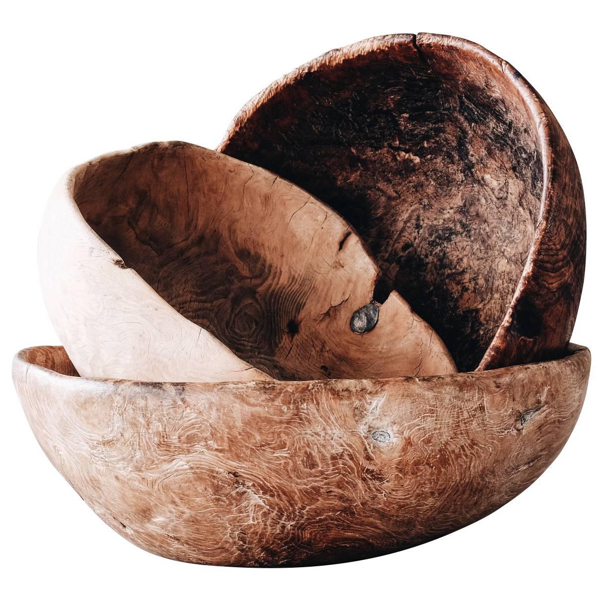 19th Century Swedish Root Wood Bowls