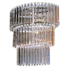 Salviati Vintage Minimalist Crystal Clear Murano Glass Oval Chandelier 