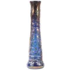 Large Art Nouveau Art Glass Vase, Rainbow Colors