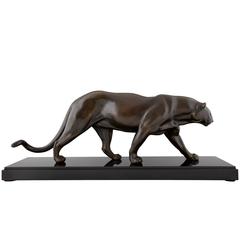 French Art Deco Sculpture of a Panther Signed Rulas, 1930