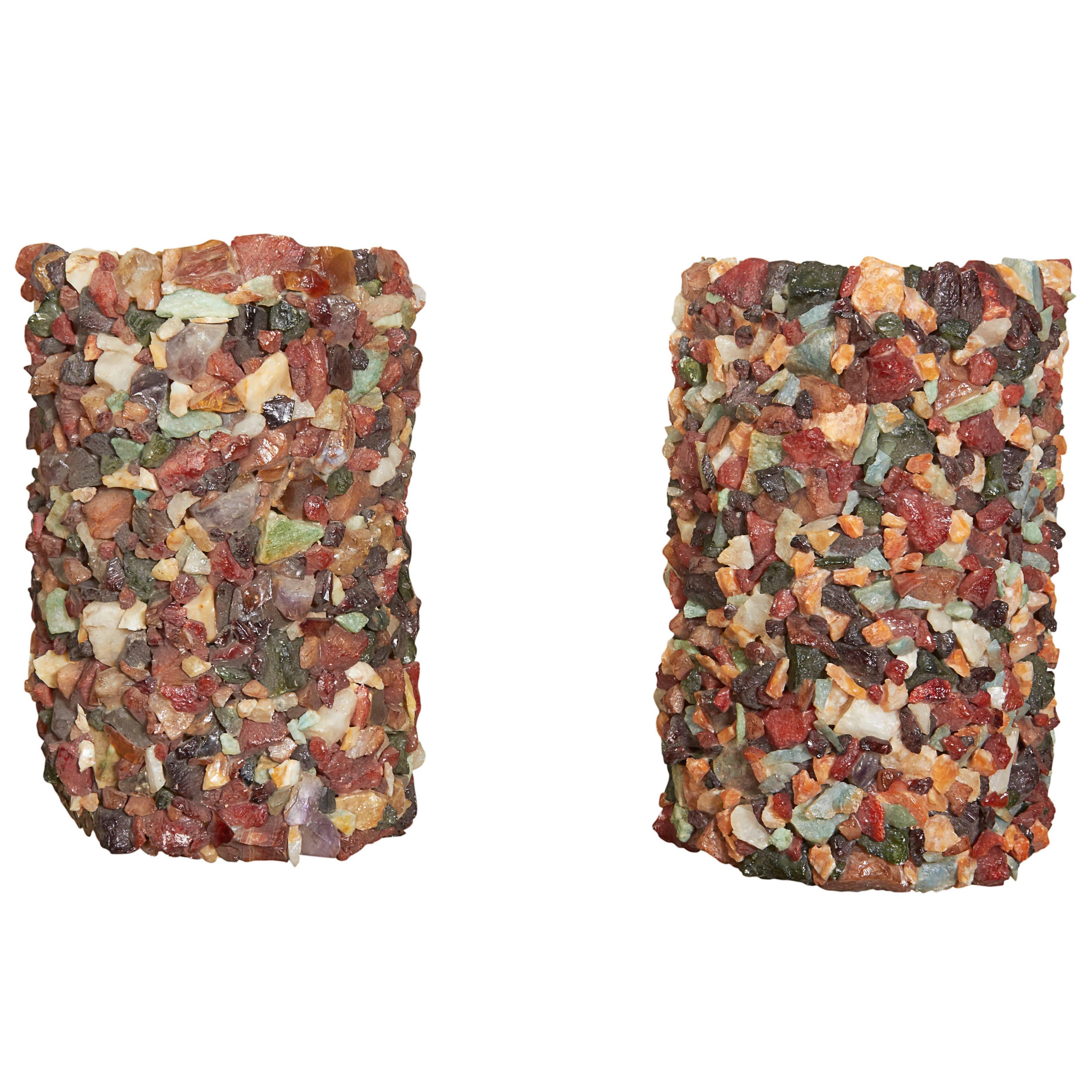 Pair of 1960s Stone Mosaic Sconces