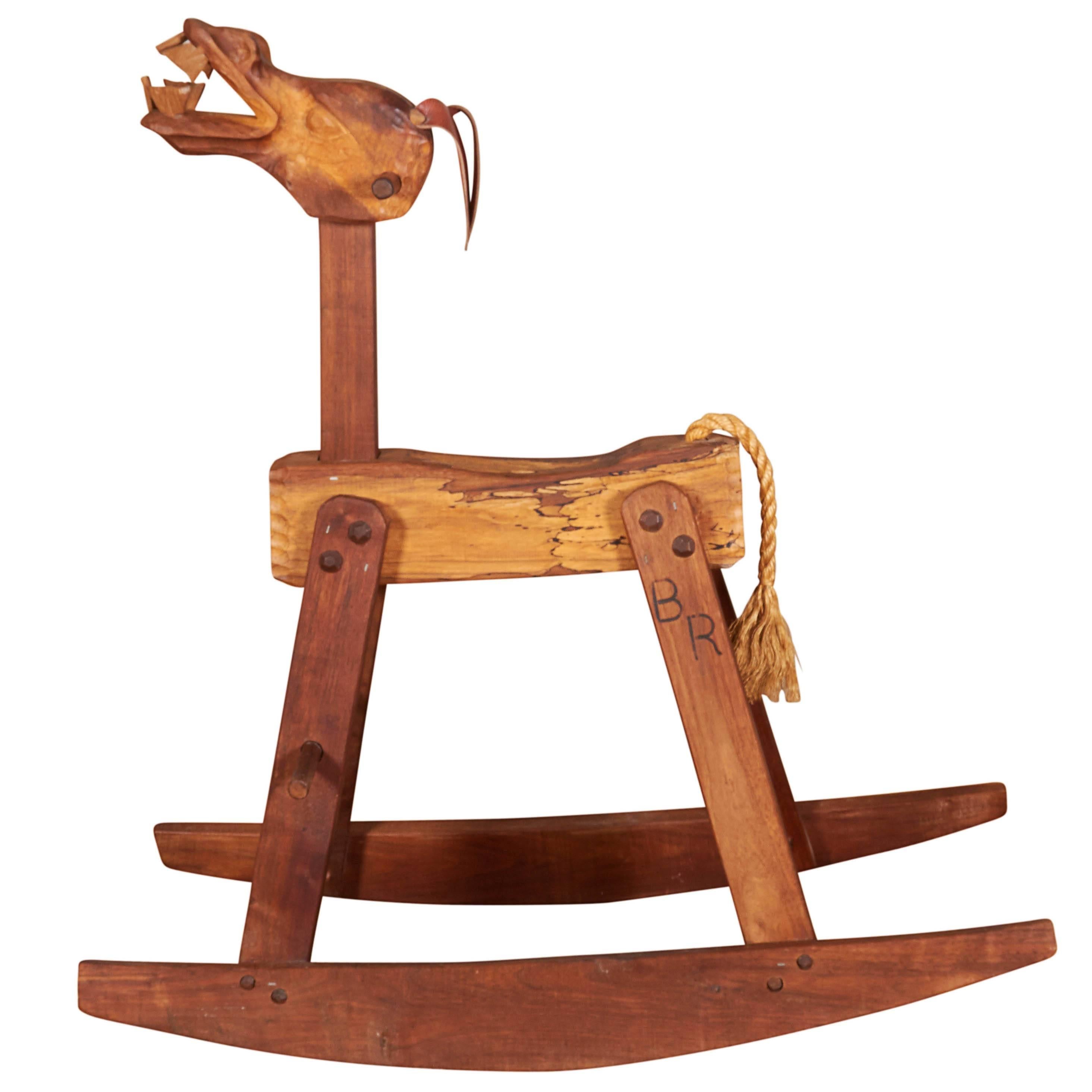Hand-Carved Wood 'Donkey' Rocking Horse