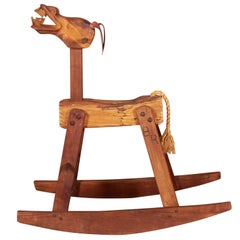 Vintage Hand-Carved Wood 'Donkey' Rocking Horse