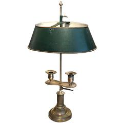 French Bouillotte Lamp with Green Tole Shade, Electrified