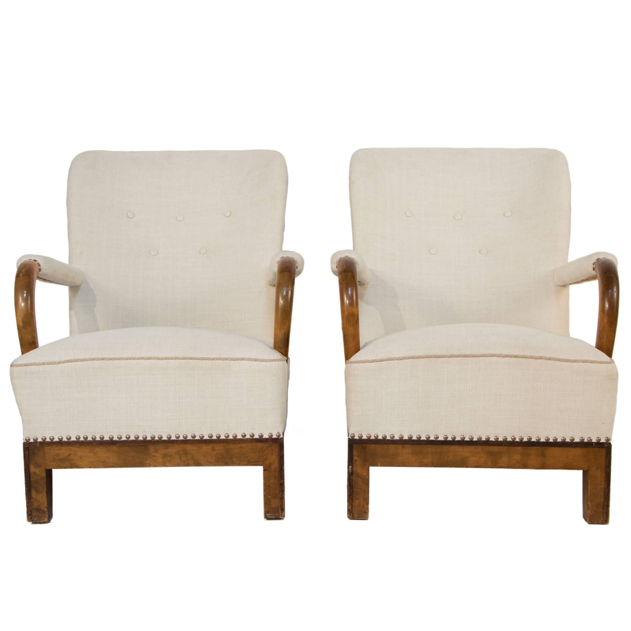 Pair of Swedish Grace Lounge Chairs For Sale