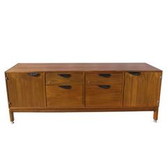 Walnut Credenza with Demilune Pulls by Jens Risom