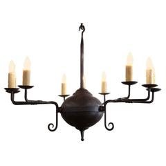 Hand-Forged Iron "Mercer" Chandelier with Nine Lights 12