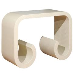 Exquisite Restored Vintage Raffia Waterfall Scroll Console by Baker