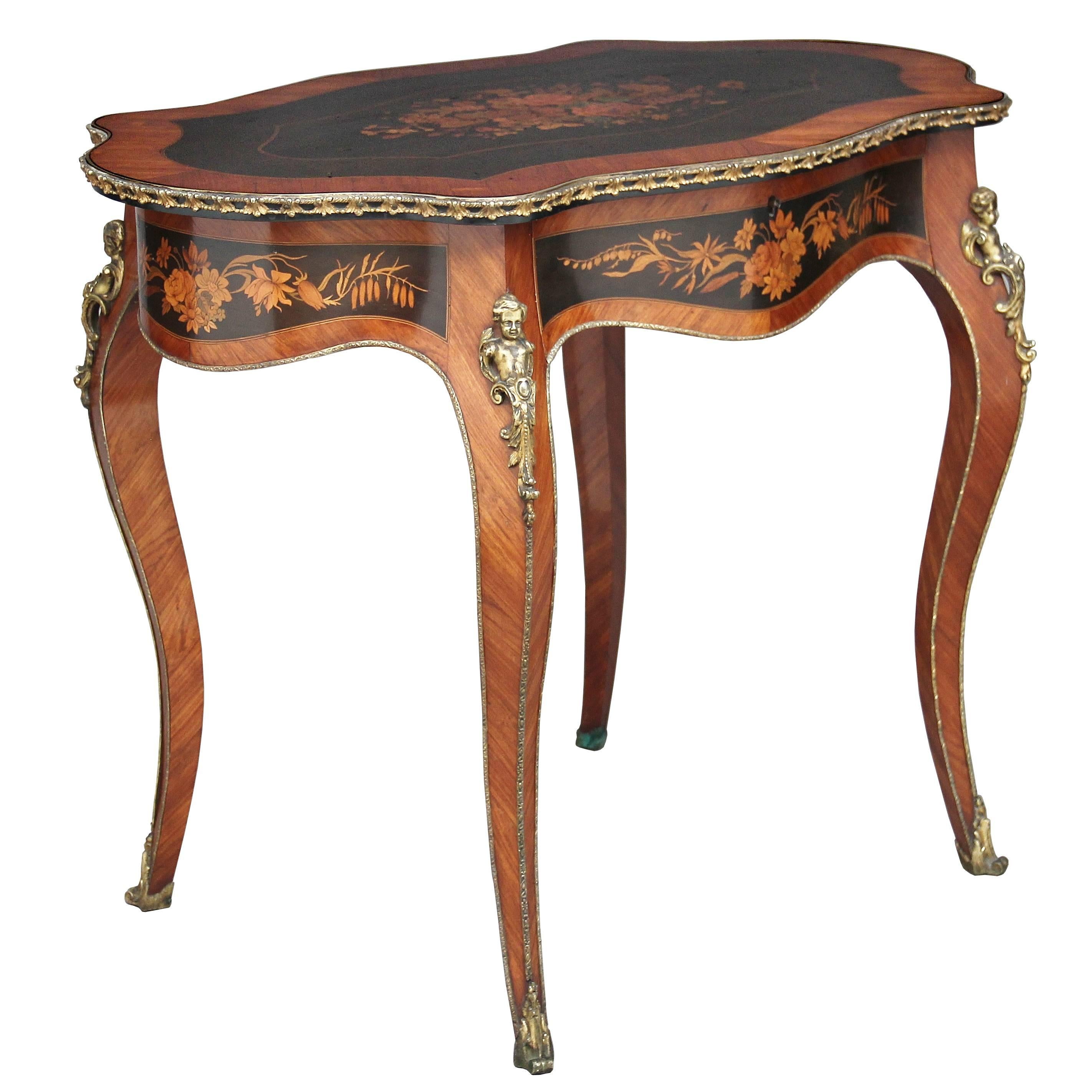 19th Century French Inlaid Kingwood Ormolu Center Table