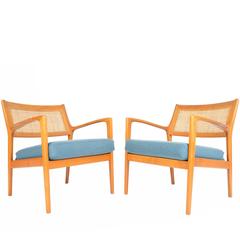 Pair of Model F139 Cane Back Teak Lounge Chairs by Karl Erik Ekselius