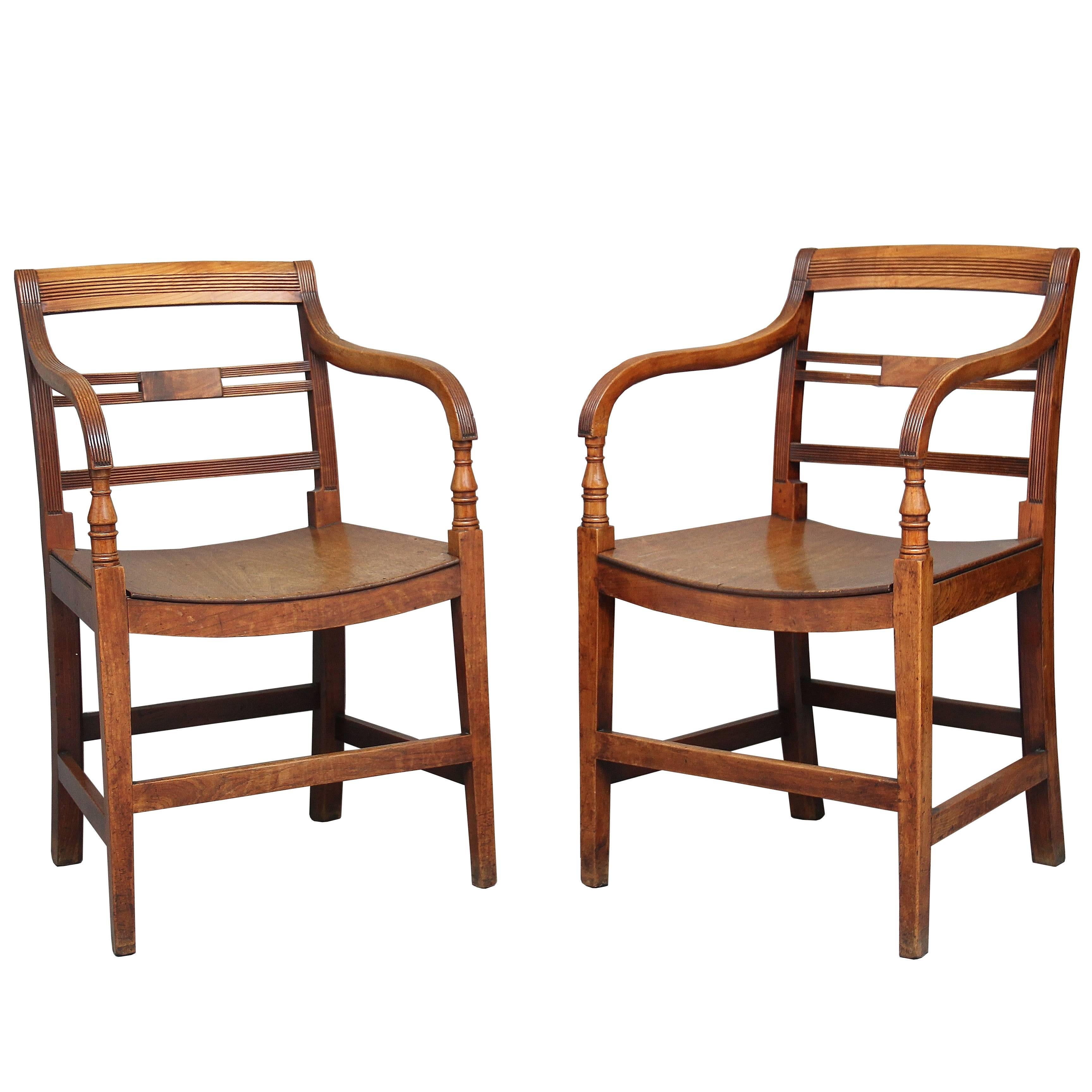Pair of 19th Century Fruitwood Armchairs