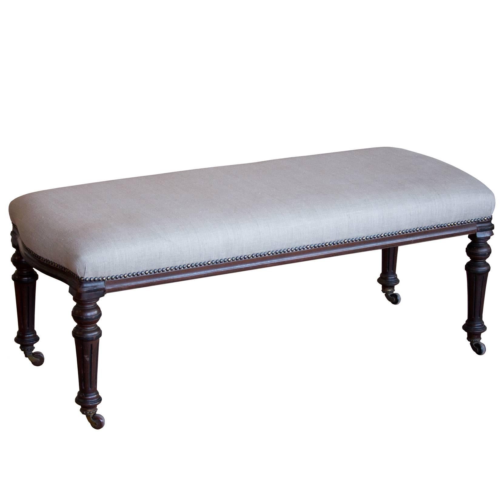 Antique Mahogany Upholstered Bench For Sale at 1stDibs | antique ...