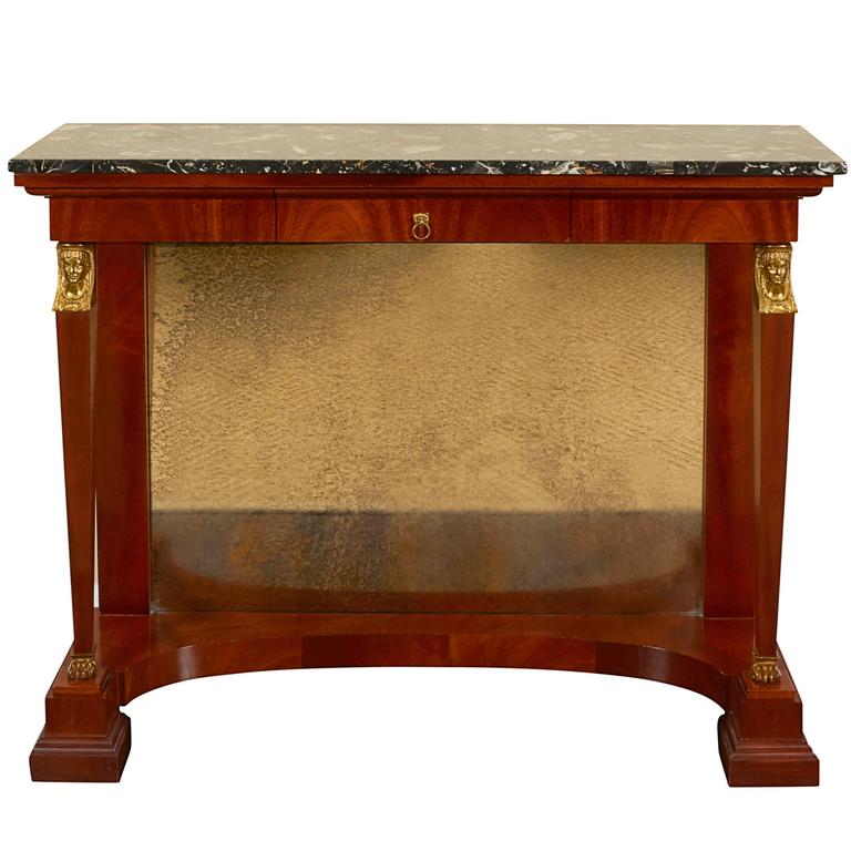 Egyptian Revival Empire Style Mahogany and Ormolu Console Table at 1stDibs