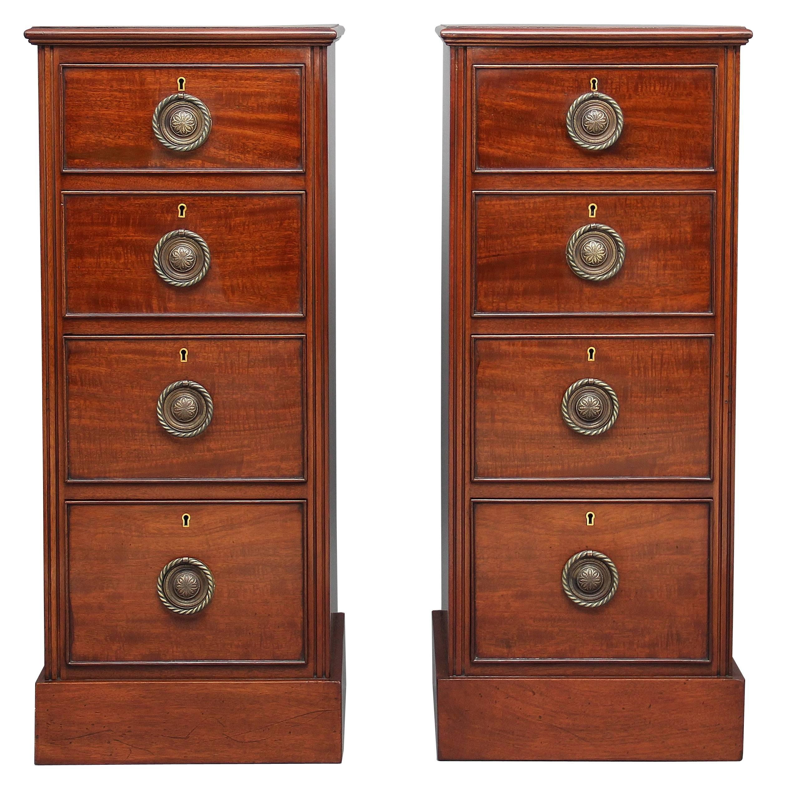 Pair of Early 20th Century Mahogany Bedside Chests Cabinets