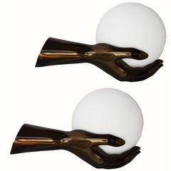 Pair of Maison Arlus "Hands" Sconces. 2 Pairs available, priced by pair