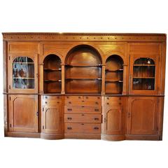 Amazing Early 20th Century Oak Built in Buffet with Arches and Original Hardware