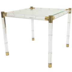 Charles Hollis Jones Faux Bamboo Lucite and Brass Side Table 11