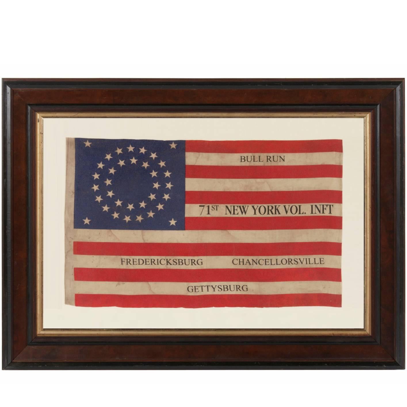 35 Stars in a Double Wreath Pattern on a Civil War Veteran's Flag