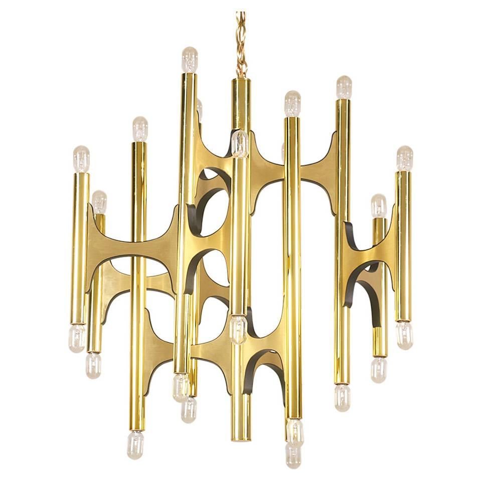 Gaetano Sciolari Twenty-Four-Light Brass Chandelier for Lightolier