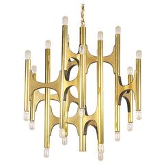 Gaetano Sciolari Twenty-Four-Light Brass Chandelier for Lightolier