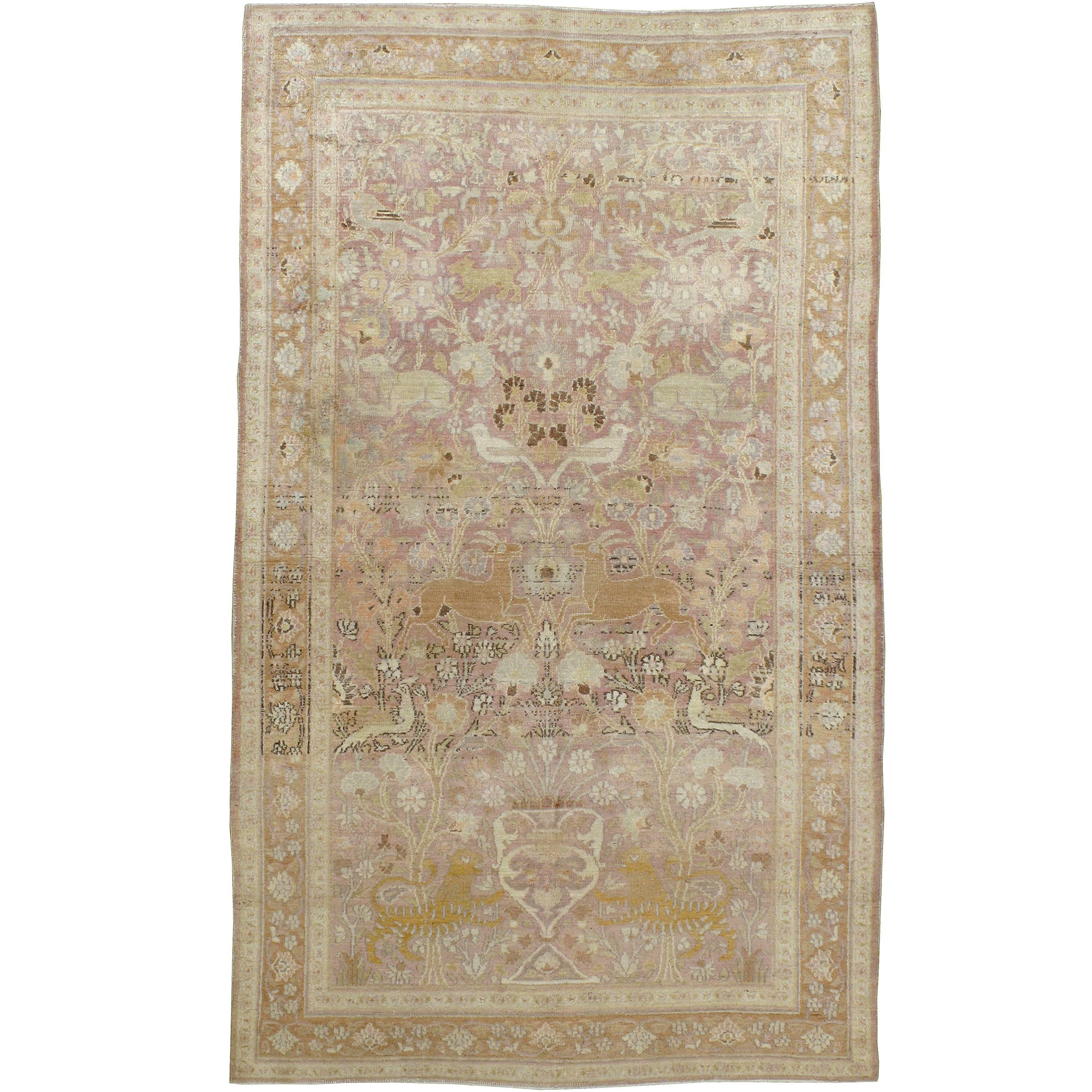 Antique Persian Khorassan Pictorial Rug For Sale