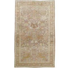 Ancien tapis pictural persan ancien du Khorassan