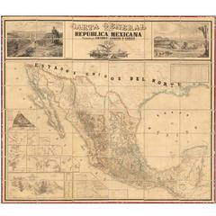 Antique Carta General de la Republica Mexicana, Formada Por Antonio Garcia Y Cubas, 1863