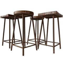 Rare Pierre Jeanneret Solid Stools for the Zoological Department 9