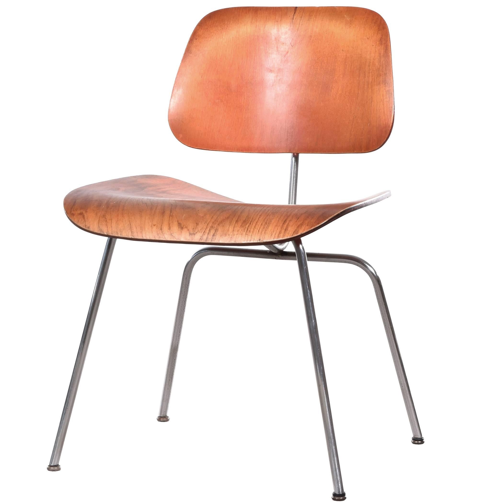 Eames DCM Red Aniline Dye Side Chair Herman Miller, USA