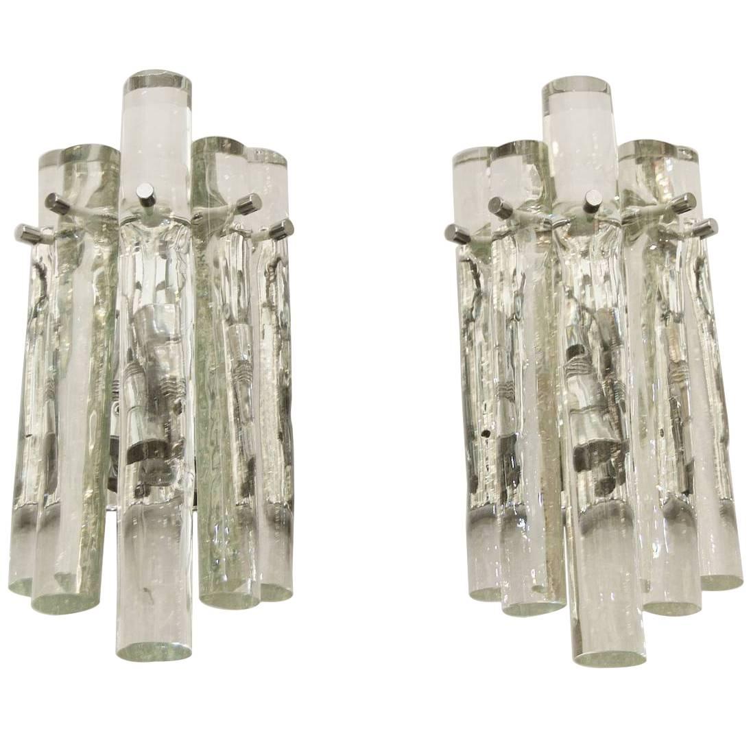 Kinkeldey Ice Stick Crystal Wall Sconces For Sale