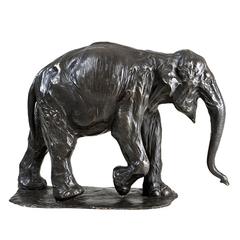 Elephant Sculpture in Solid Bronze Patina