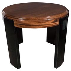 Art Deco Skyscraper Style Stepped Detail Side Table with Black Lacquer Legs 12
