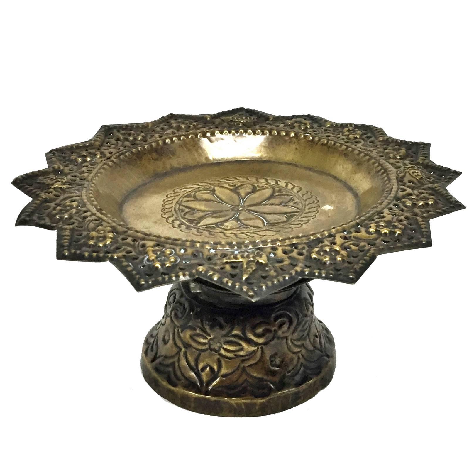 Antique Handmade Tibetan Brass Candy Dish