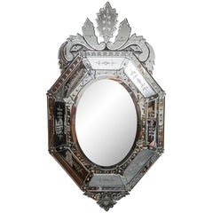 20th Century Octagonal Etched Venetian Mirror