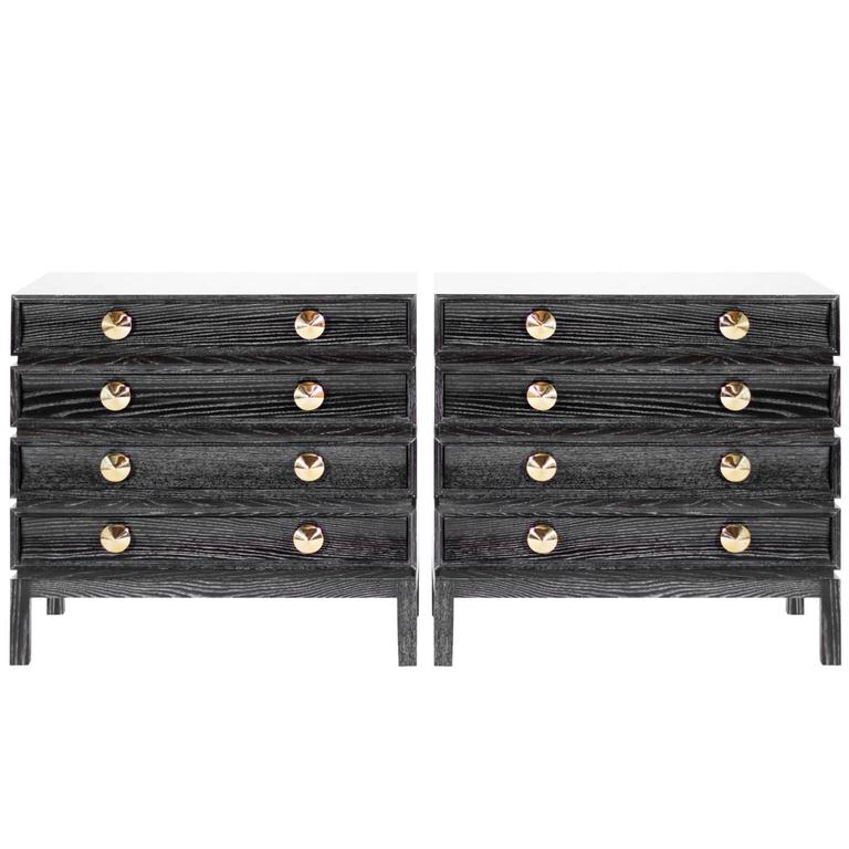 Pair Of Stacked Bedside Tables In Black Ceruse At 1stdibs Pair Of Stacked Bedside Tables In Black Ceruse For