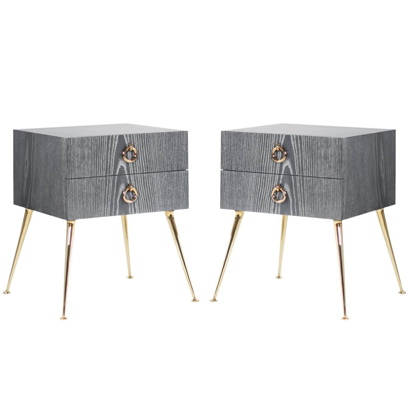 Gibby Collection End Tables in Grey Ceruse