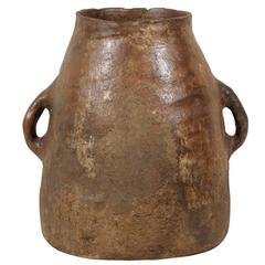Spanish Colonial Jar Made of Clay from the Mid-19th Century, Earth-Toned