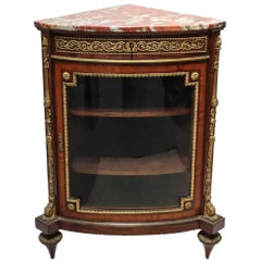 Antique Louis XVI Style Ormolu-Mounted Mahogony Corner Cabinet by Victor Raulin
