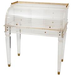 Amazing Very Rare Limited Edition Cylinder Secretary Desk in Lucite Late 1980s