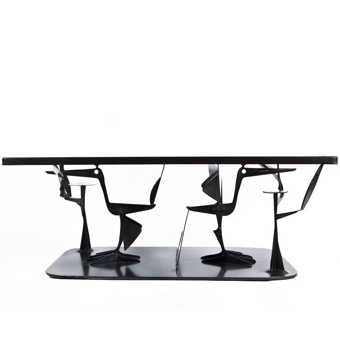 Sculptural Steel and Brass Birds Coffee Table by John-Paul Philippe