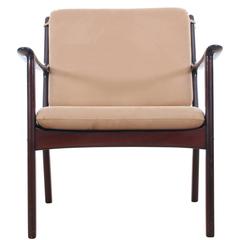 Mid-Century Modern Danish Lounge Chair in Mahogany Model PJ 112 by Ole Wanscher