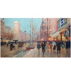 Edouard CortèS, Place St. Denis, circa 1935, Gouache sur papier, Signé